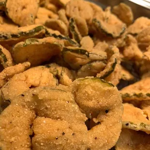 a closeup of a pile of fried vegetables