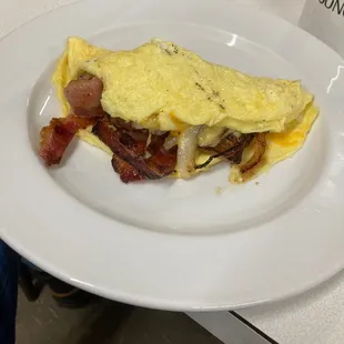 Bacon onion sausage omelet!