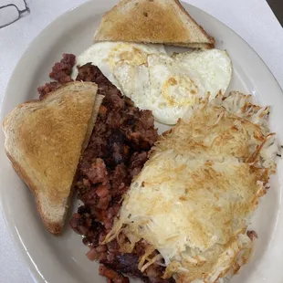 Red Flannel with toast and hash browns!