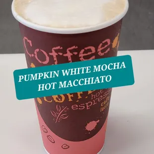 Pumpkin white mocha hot macchiato