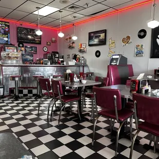 the interior of a diner