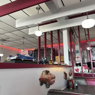 the interior of a diner