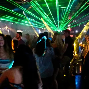 The dance floor has pretty sweet laser lighting effects at Hyde Park cafe