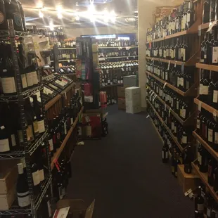 rows of wine bottles