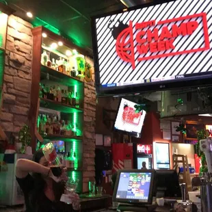 a woman at the bar