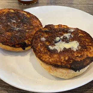 Slightly charred English muffin