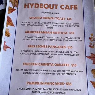Fall menu :) 10/27/24