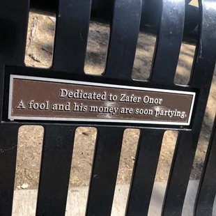Bench dedication