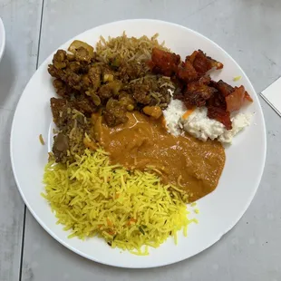 Lemon rice, Gobi Manchurian Dry, Butter Chicken and a couple other items from the buffet but I can't recall their names