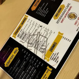 the menu of the restaurant