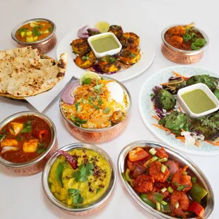 a variety of indian dishes