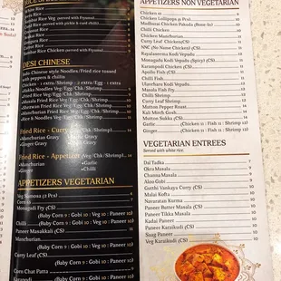 menu