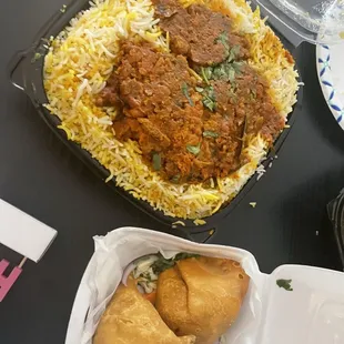 Fish Biryani, Veg Samosa