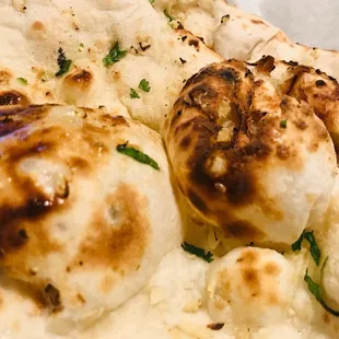 a close up of a flat bread
