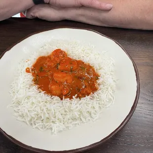 My husband&apos;s shrimp vindaloo, ordered hot, which is what he got.