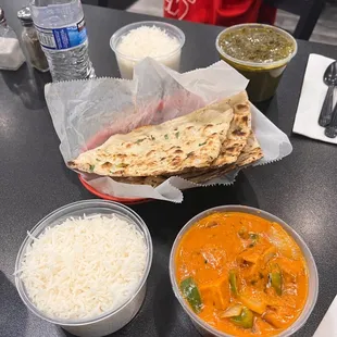 Chicken Tikka Masala, Saag Chicken, Garlic Naan