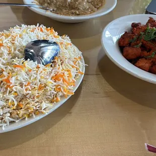 Mutton biryani and Chicken 65