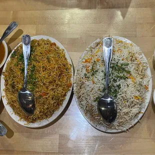 Left - Vegetable Biryani Right - Mutton Biryani