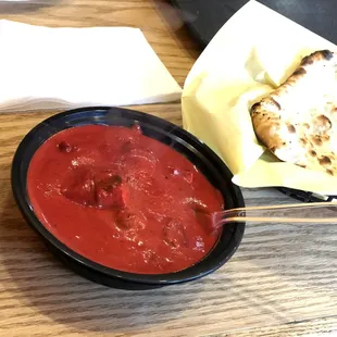 Butter chicken and garlic naan