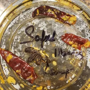 Red chilies in Safed Maas? I don't think so.