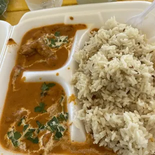 Jeera Rice and Butter Curry Chicken