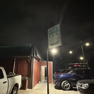 a parking lot at night