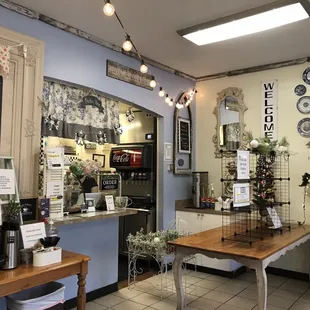 the interior of a cafe