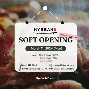 Hyeban's Soft Opening on March 11, 2024!