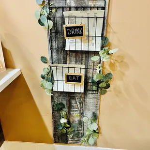 a wall mounted menu board