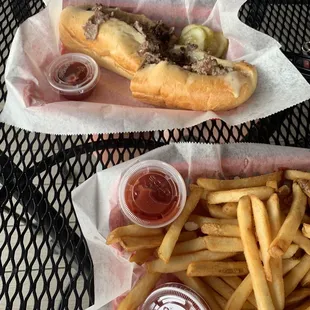 Cheesesteak and fries