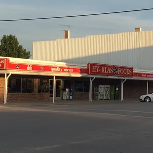 a car parked in front of the building