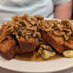 Banana walnut French toast (without the chocolate drizzle)