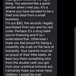 Hymies made a mistake and sent me home with the wrong items. Their texts to me were filtered to unknown senders folder. Just found them now.