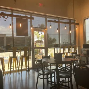 Inside the decor is modern industrial