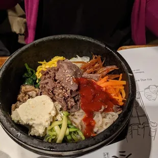 Beef bibimbap (before mixing up)