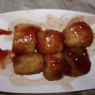 Scallops (ketchup and hot sauce)