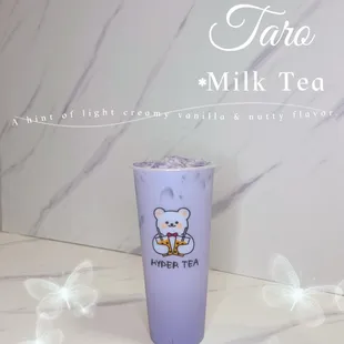 a cup of milk tea and butterflies