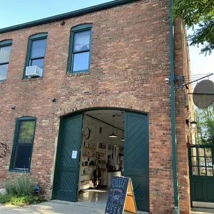 the entrance to the building