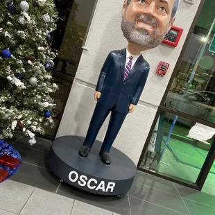 This is a bobble head of Oscar Leeser at the Hyundai of El Paso dealership.