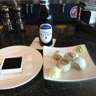 Healthy veg roll and a healthy beer too