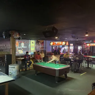 a pool table and ping - pong tables