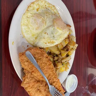 Chicken fried chicken and eggs