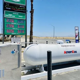 a gas tank at a gas station