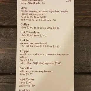 menu