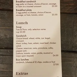 menu