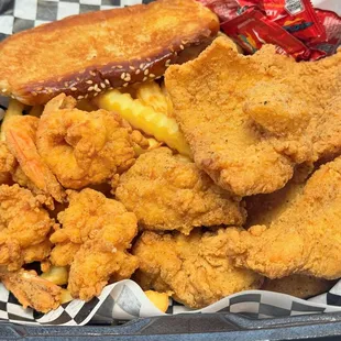 a basket of fried food