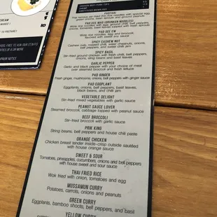 a menu on a table