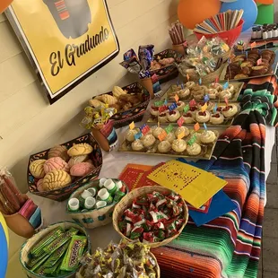 a table full of desserts