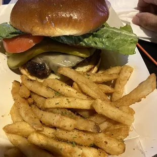 Burger and fries