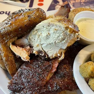 Chicken, beef brisket